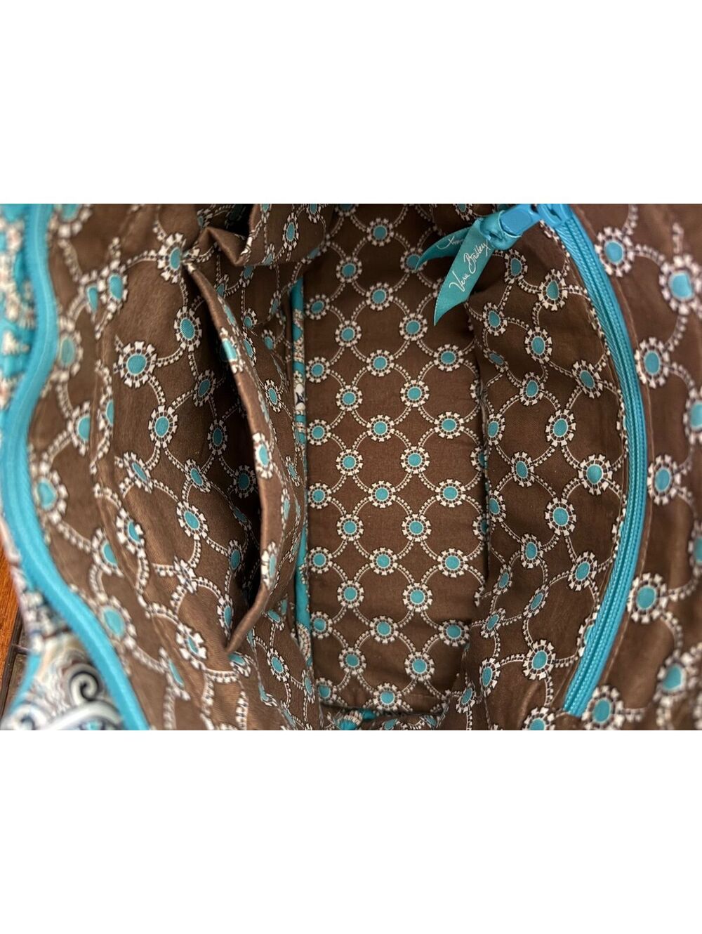 Vera Bradley Gabby Satchel Totally Turquoise Gracious Purse Cottage Coquette - Picture 7 of 8
